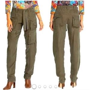NEW Johnny Was Hailey Cargo Pant Military Army gray green MISSING BELT Sz 10